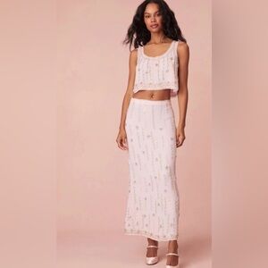 LOVESHACKFANCY Goodall Embellished Midi Skirt
Size 4